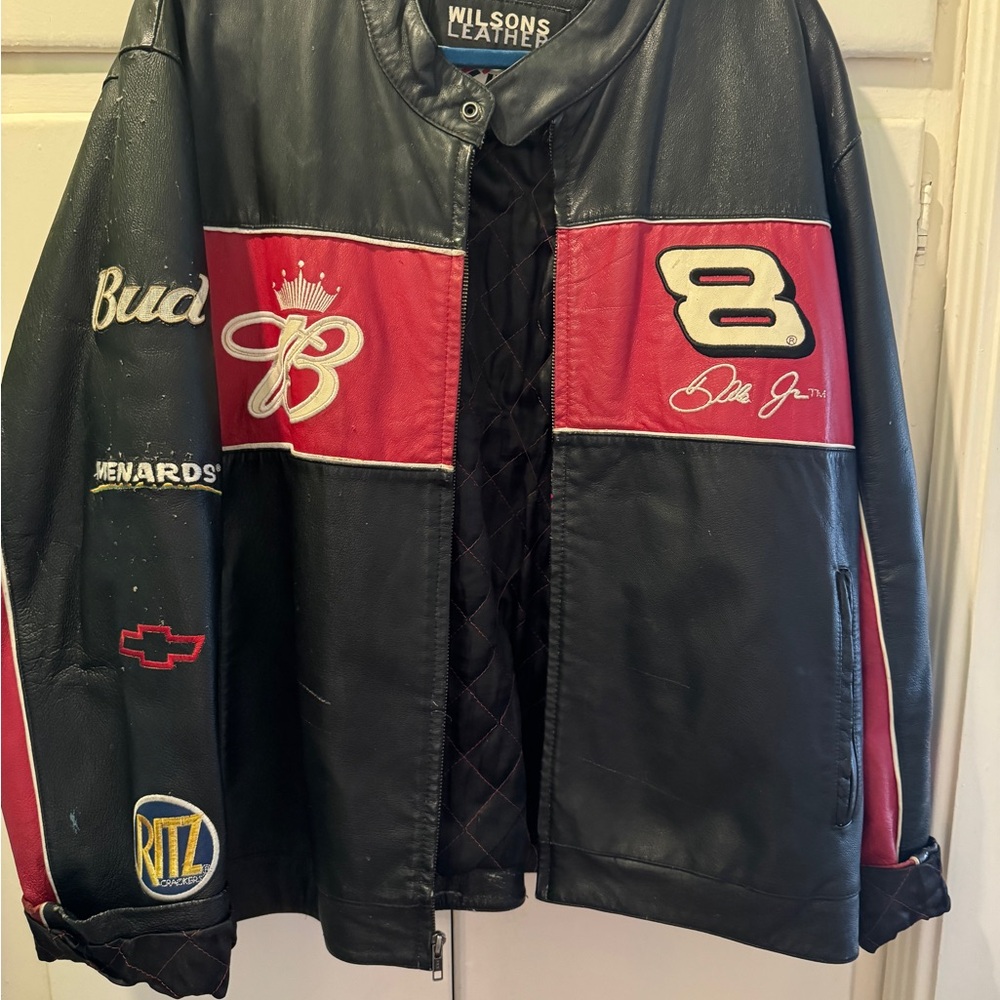 RARE Wilsons Leather Black and Red Racing Jacket